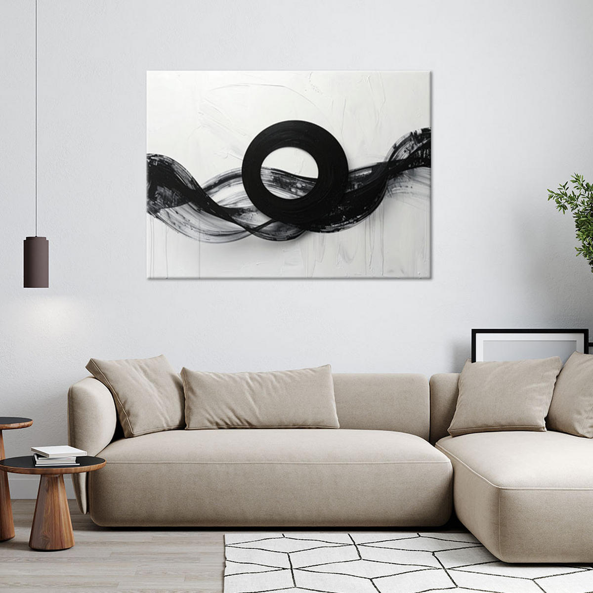 LEINWANDBILD Abstraktion 45x30cm - Schwarz, Textil (45/30cm) - Feeby