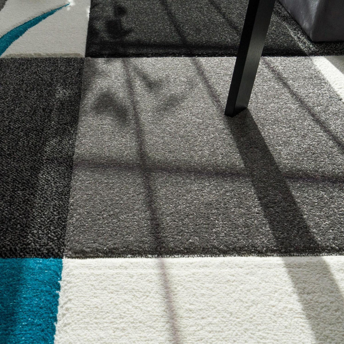 KURZFLOR-TEPPICH DIAMOND 665 TÜRKIS 120X170 - Türkis, Kunststoff (120/170cm) - Paco Home