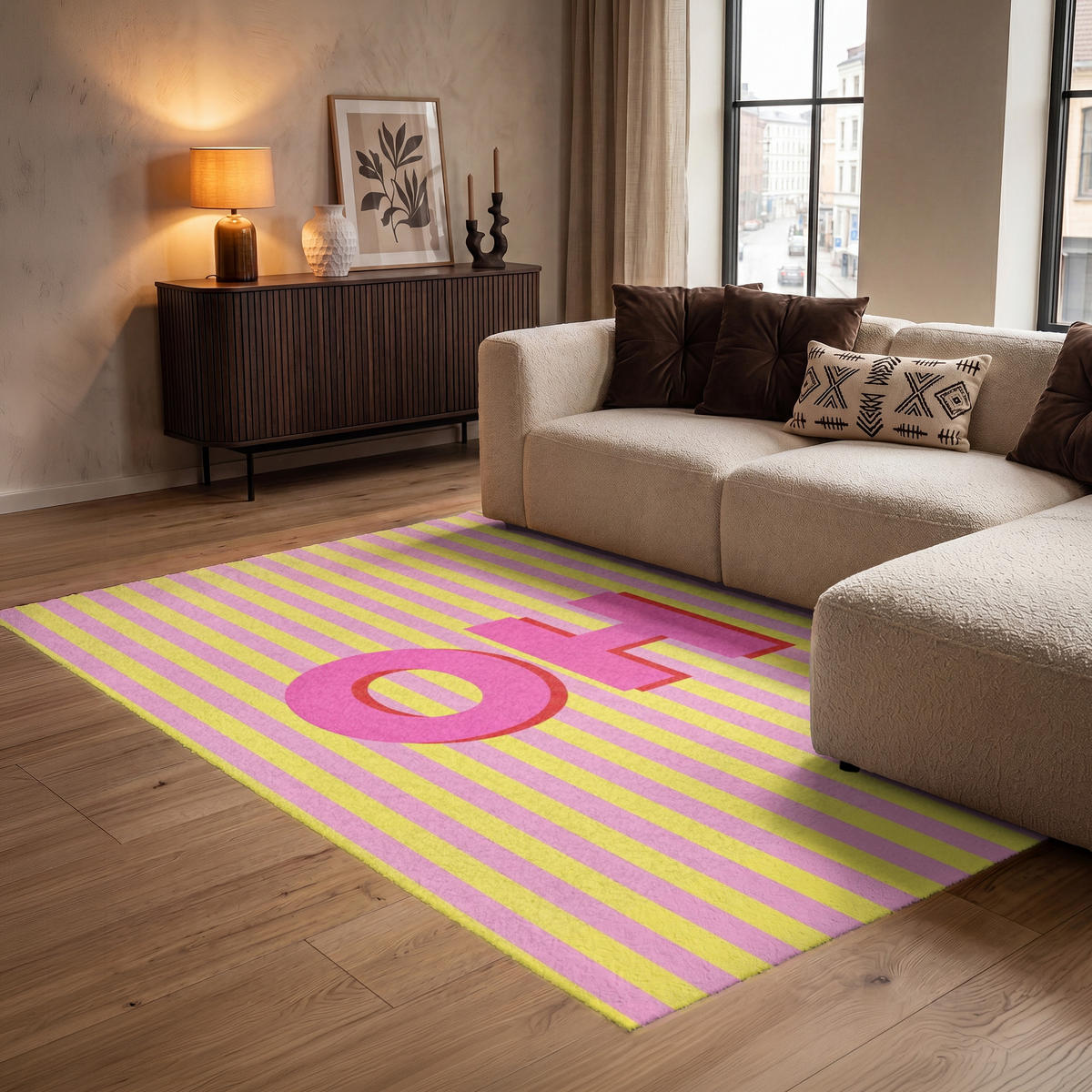 TEPPICH - Text - Streifen - Rosa - 140x200 cm - Pink, Kunststoff/Textil (140/0.4cm) - OnlyWow
