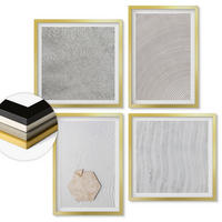 WANDBILDER 4er Set - 50x50 cm & 40x60 cm Goldrahmen - Leichte Boho-Sandtexturen - Goldfarben, Kunststoff (50/50cm) - ArtPrintCave