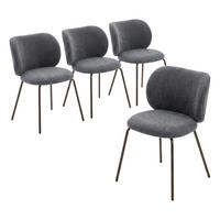 CHENILLE-STÜHLE im 4er-Set, mit geschwungener Rückenlehne und weicher Polsterung, Grau - Grau, Textil (52/80/58cm) - Meubles Cosy