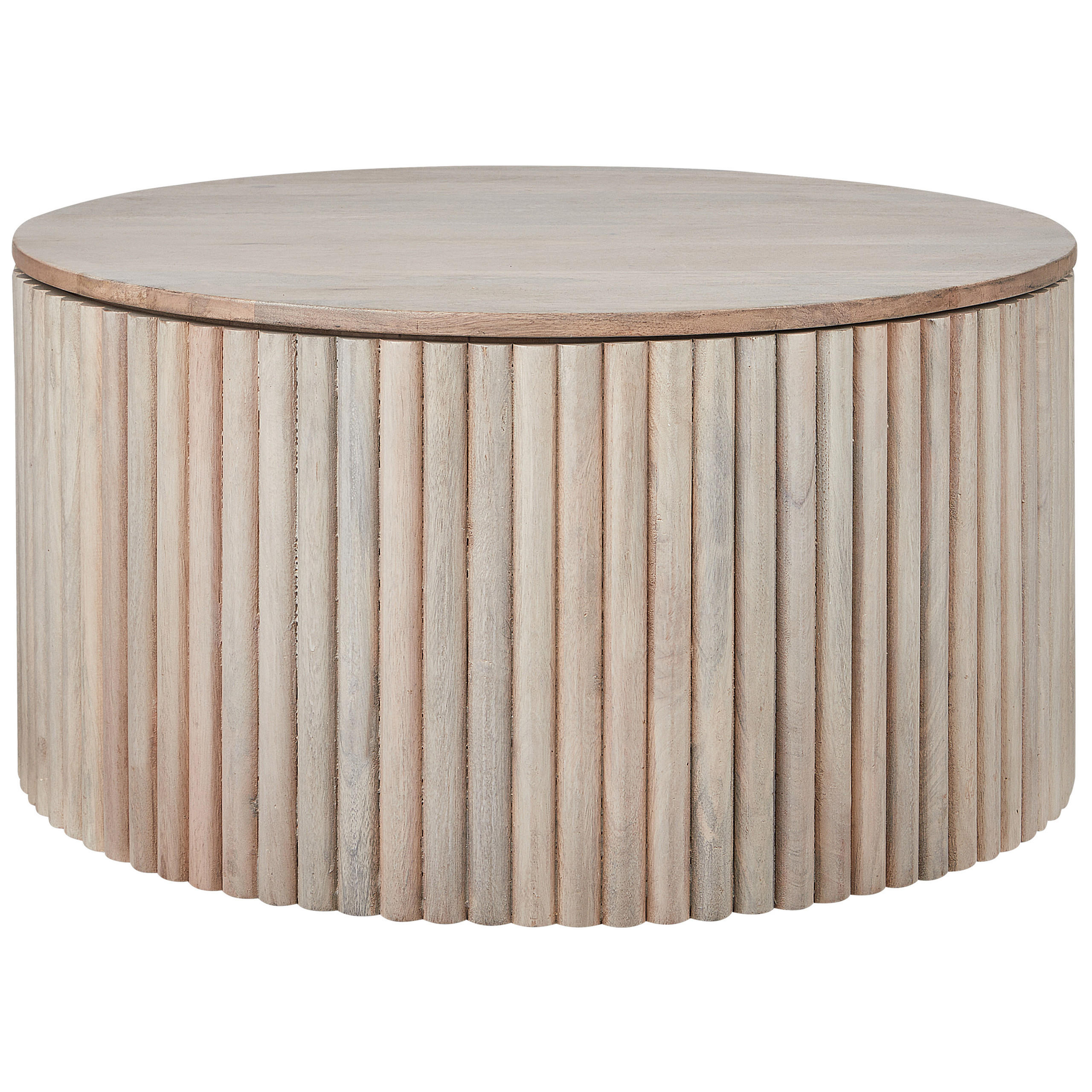 COUCHTISCH Mangoholz hellbraun 70 cm mit Stauraum Kirkwood - Hellbraun, Holz (70/70/37cm) - Beliani
