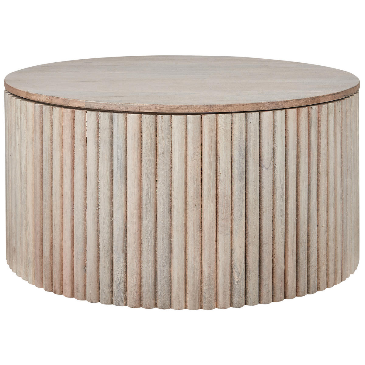 COUCHTISCH Mangoholz hellbraun 70 cm mit Stauraum Kirkwood - Hellbraun, Holz (70/70/37cm) - Beliani