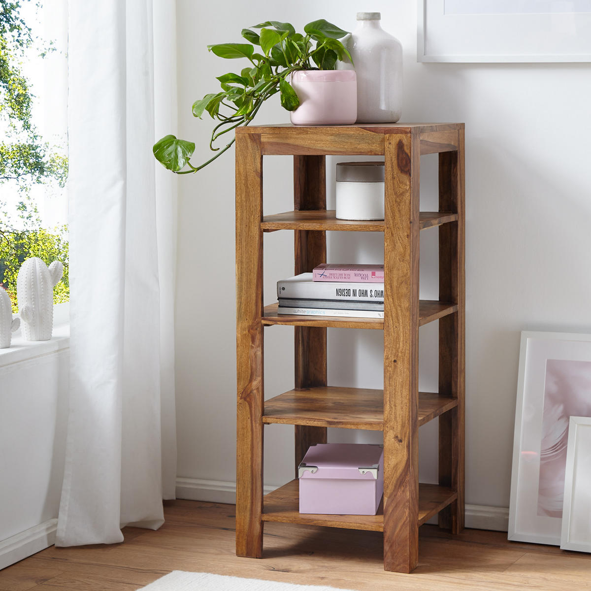BÜCHERREGAL Massivholz Handgefertigt Pflegeleicht, Braun 44x44x105 cm - Braun, Holz (44/105/44cm) - KADIMA DESIGN
