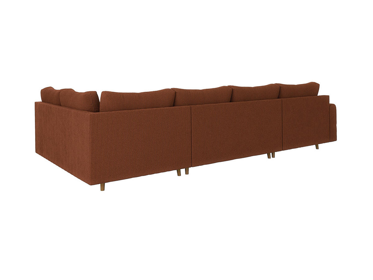 WOHNLANDSCHAFT inkl. Hocker Alma Terrakotta Cord - Terra cotta/Braun, Holz/Textil (310/81/161cm) - S-Style Möbel