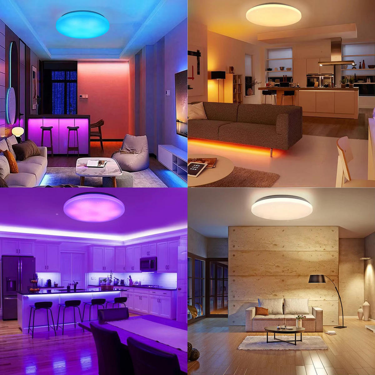 LED-DECKENLEUCHTE 40 cm RGB Farbwechsel Dimmbar - Weiß, Kunststoff (40/40/5cm) - Coonoor