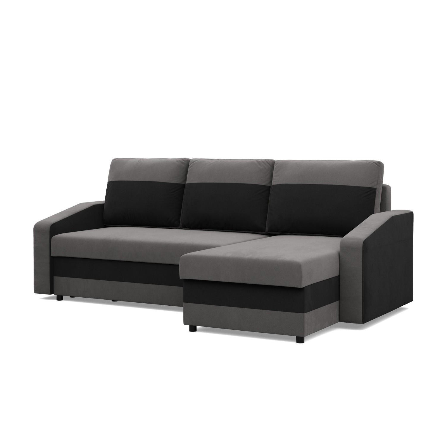 ECKSOFA MIT SCHLAFFUNKTION ORION, Grau + Schwarz - Multicolor, Textil (231/140cm)