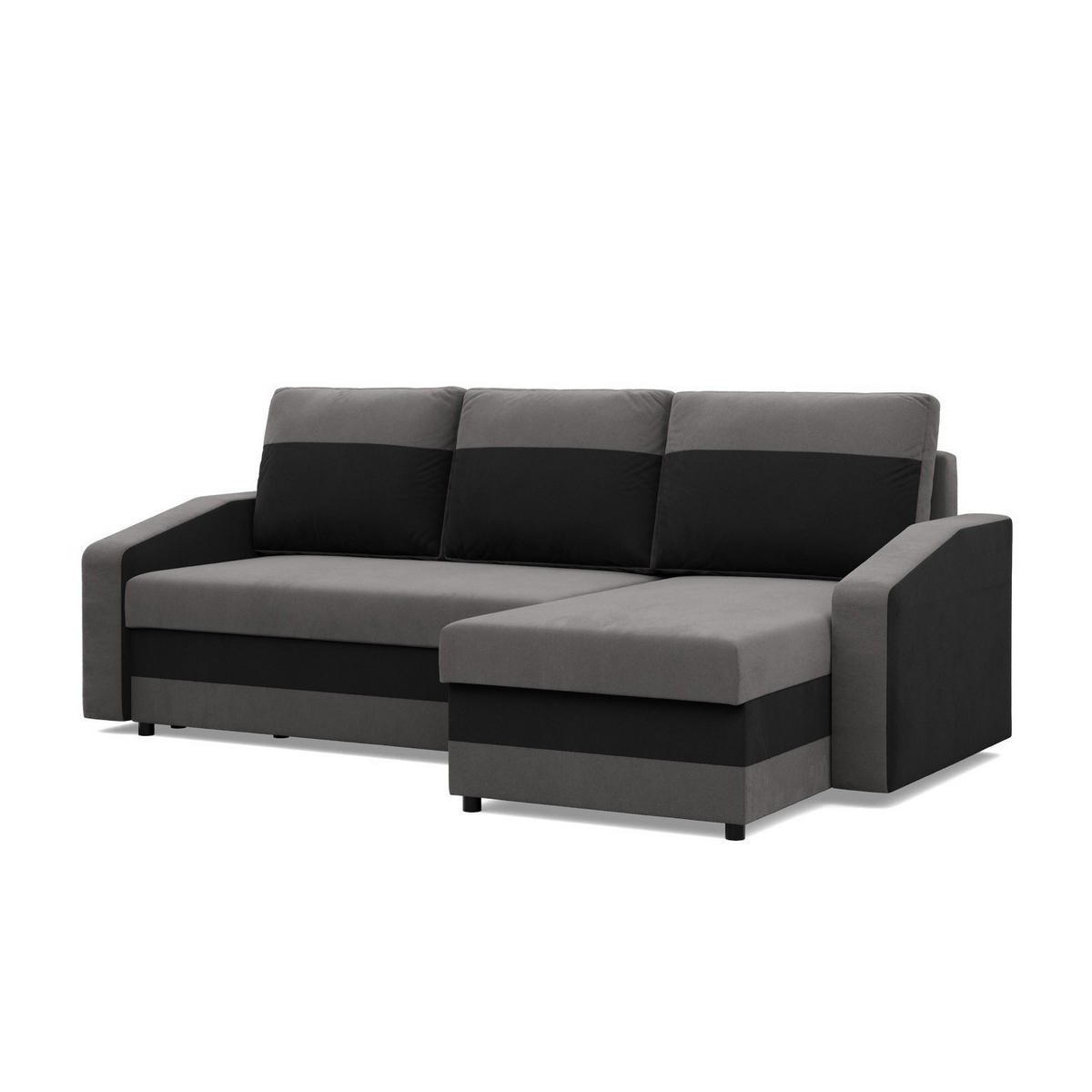 ECKSOFA MIT SCHLAFFUNKTION ORION, Grau + Schwarz - Multicolor, Textil (231/140cm)