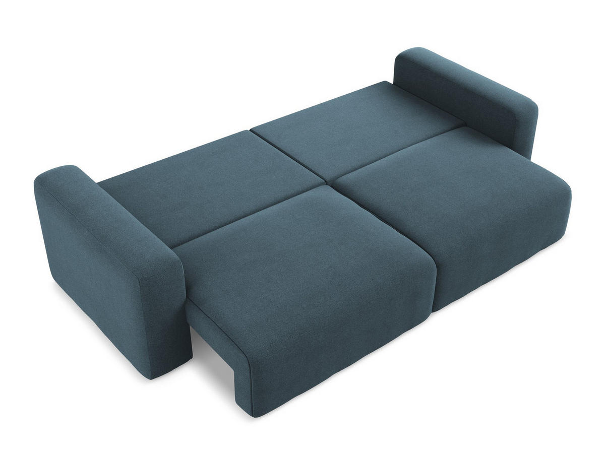 3-SITZER SOFA mit Schlaffunktion Strukturstoff Stoff Blau - Blau/Pink, Kunststoff/Textil (244/79/102cm) - Makamii