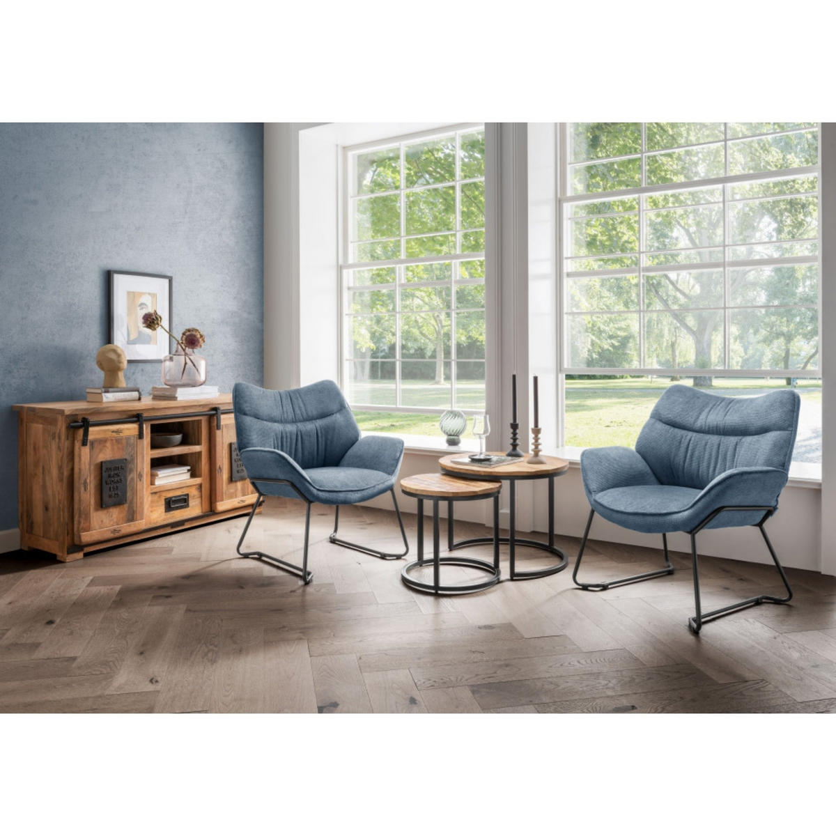 TV Kommode Florenz 128 x 45 x 70 cm - Schwarz/Braun, Holz (128/70/45cm) - Mr. Deko