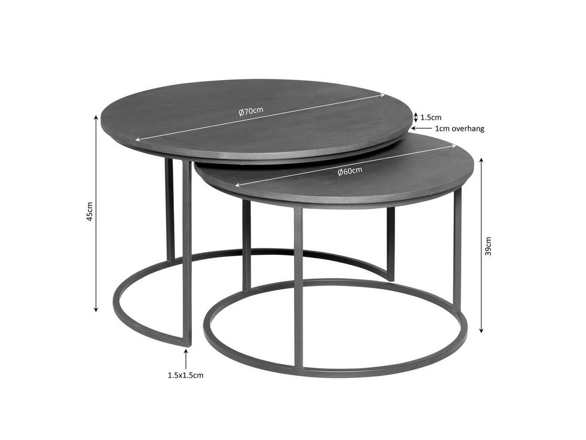 COUCHTISCH Dimora Mangoholz Durchmesser 70 cm + 60 cm Braun - Braun, Holz (70/70/45cm)