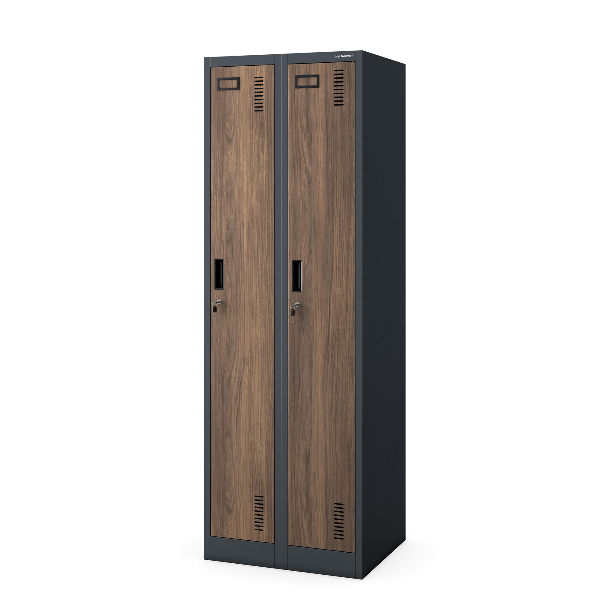 ZWEIFACH-PUTZSCHRANK KACPER II 180x60x50 cm - Anthrazit/Nussbaumfarben, Metall (60/180/50cm) - Jan Nowak