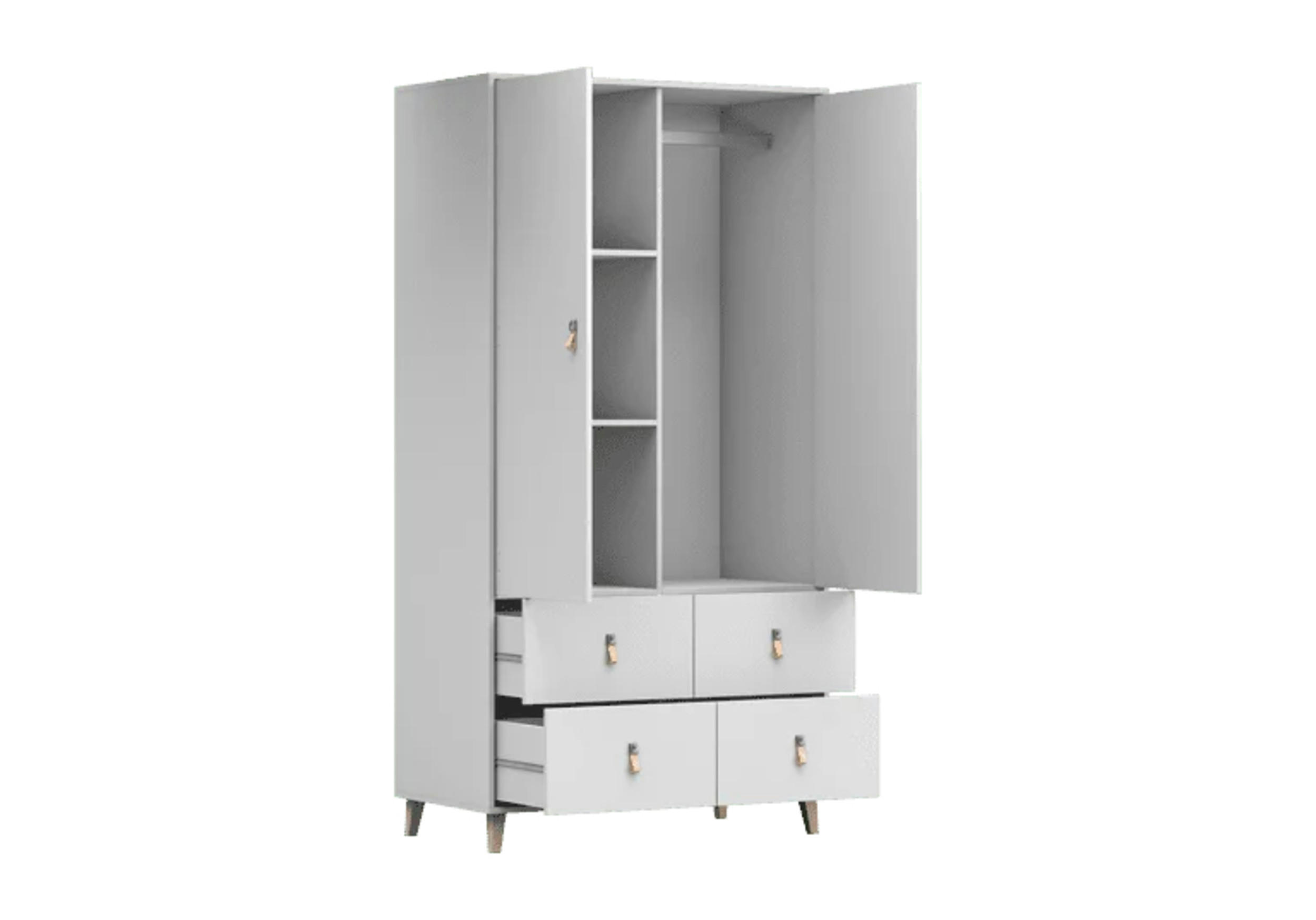 DREHTÜRENSCHRANK - Fago 2D4S - Weiß, Holzwerkstoff/Metall (105/201.5/55cm) - Möblo