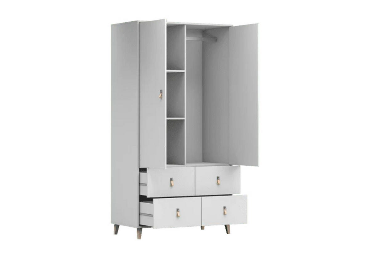 DREHTÜRENSCHRANK - Fago 2D4S - Weiß, Holzwerkstoff/Metall (105/201.5/55cm) - Möblo
