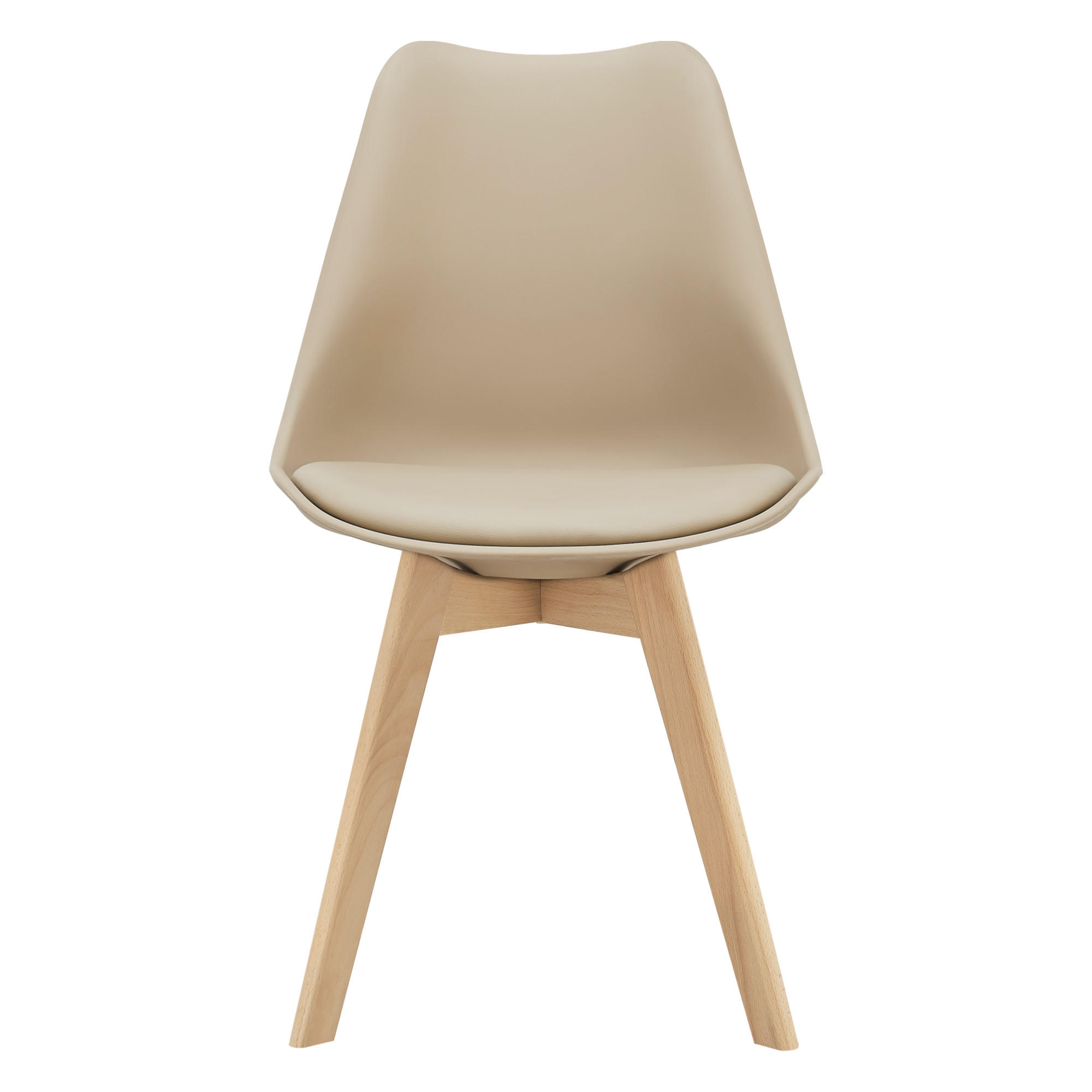 ESSZIMMERSTUHL-SET 4 TLG. Fläten - Beige, Leder (49/81/57cm) - [en.casa]