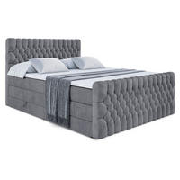BOXSPRINGBETT SERENE-Z KING - 120 x 200 - H3/H4 - Dunkelgrau - Dunkelgrau, Holzwerkstoff (120/200cm) - ALTDECOR
