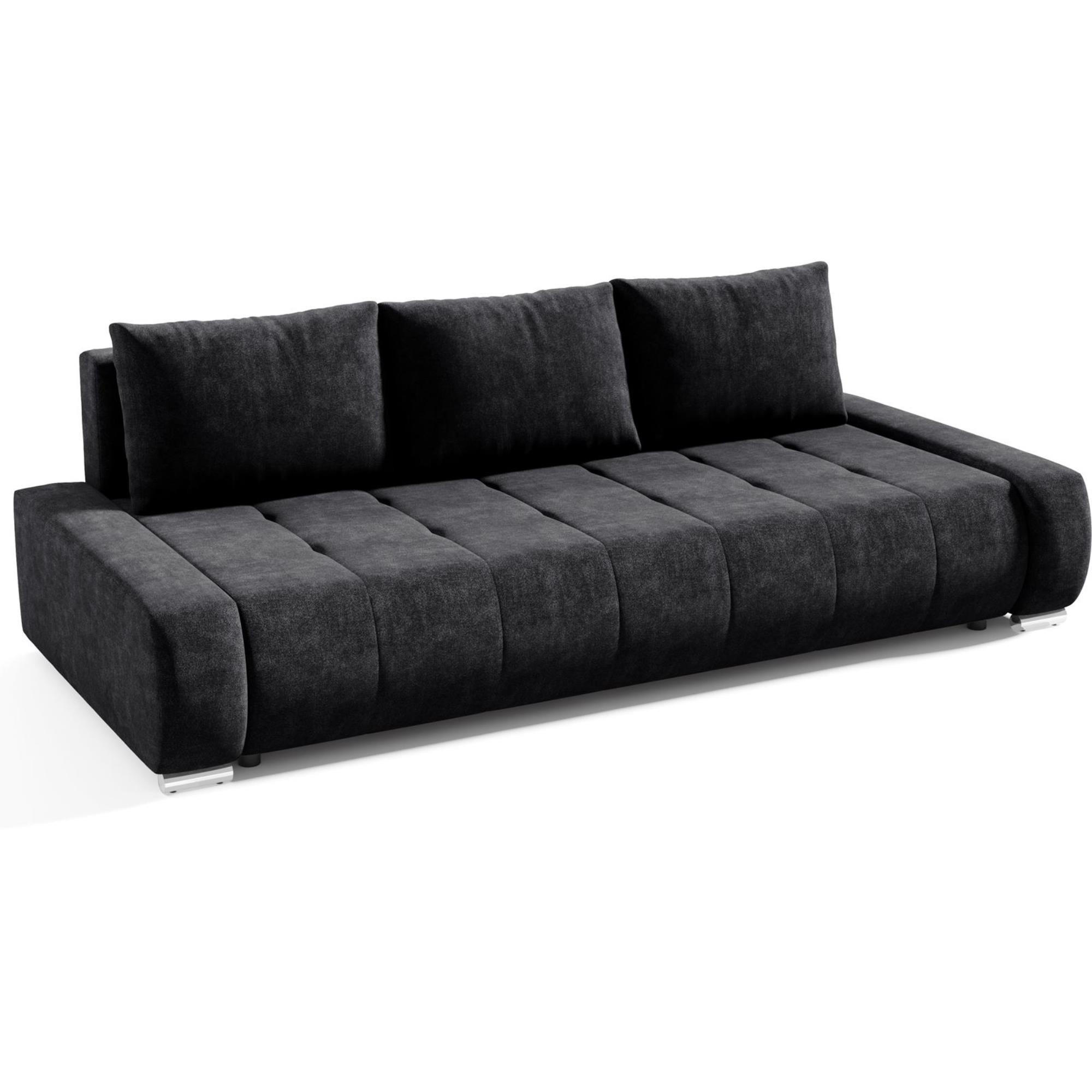 Beautysofa ROZKLÁDACÍ pohovka Draco 3místná, s úložným prostorem, antracitová