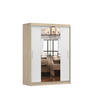 SCHWEBETÜRENSCHRANK Vista 01 Sonoma Eiche/Weiß mit Spiegel, ohne LED Beleuchtung 150cm - Alufarben/Weiß, Glas/Holzwerkstoff (150/200/61cm) - imoebel24