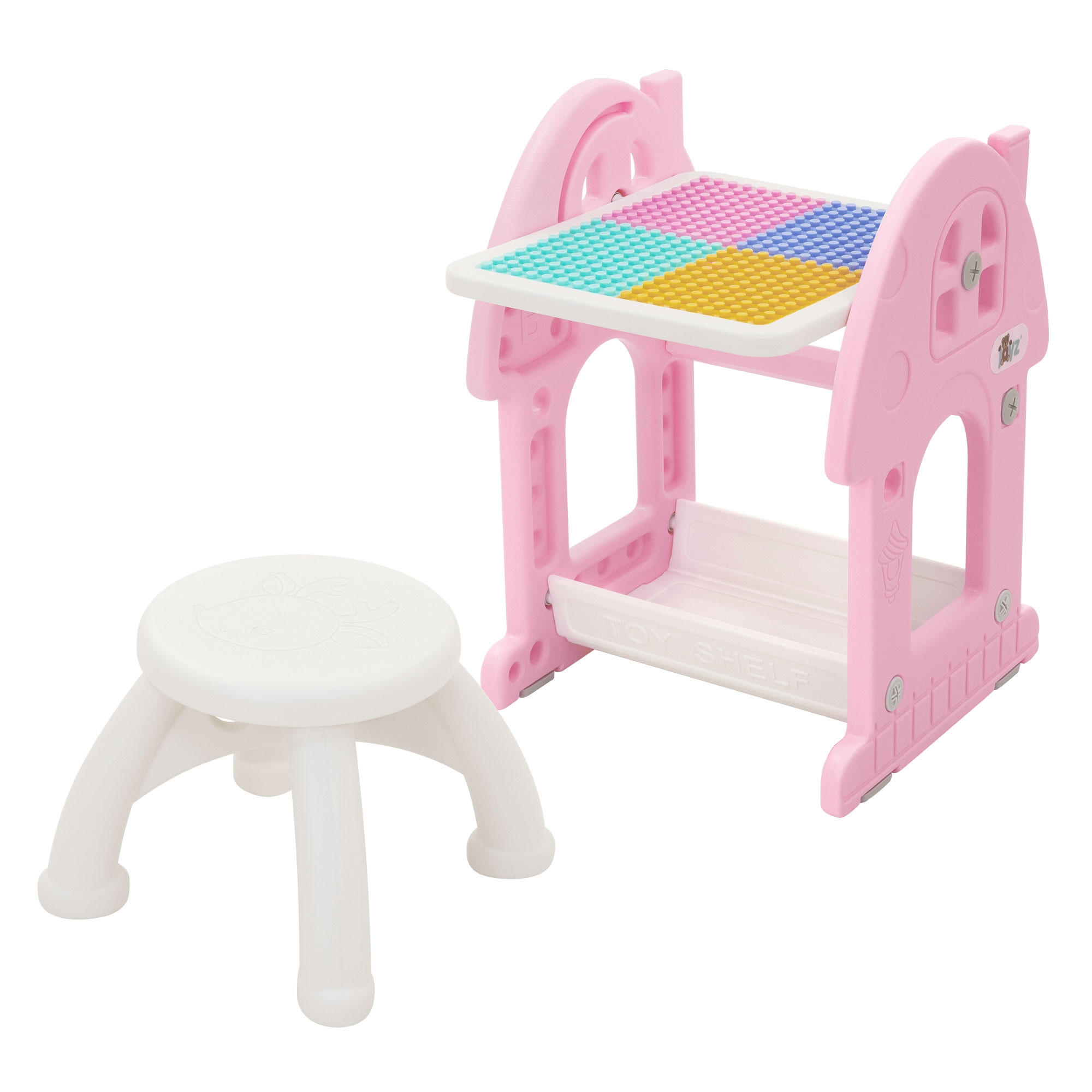 KINDERSPIELTISCH 2in1 mit Hocker Rosa-Weiß - Pink, Kunststoff (39/71/37.5cm) - Joyz