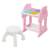 KINDERSPIELTISCH 2in1 mit Hocker Rosa-Weiß - Pink, Kunststoff (39/71/37.5cm) - Joyz