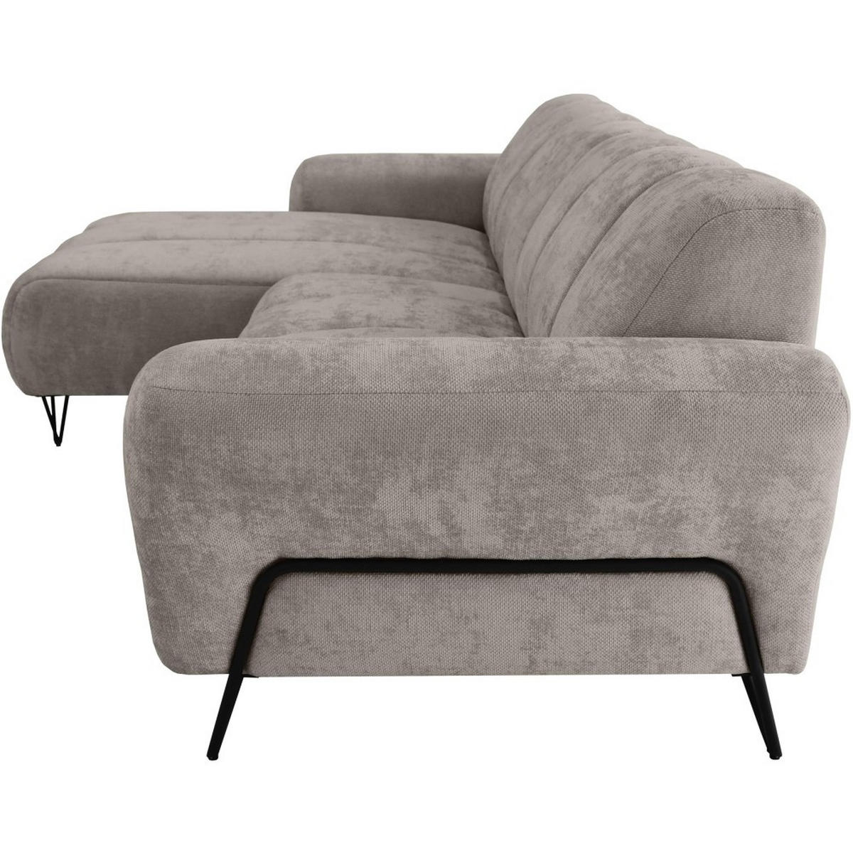 ECKSOFA Volare Mini ohne Schlaffunktion dunkelbeige links, Storm-Stoff - Beige/Schwarz, Textil/Metall (256/165cm) - Beautysofa