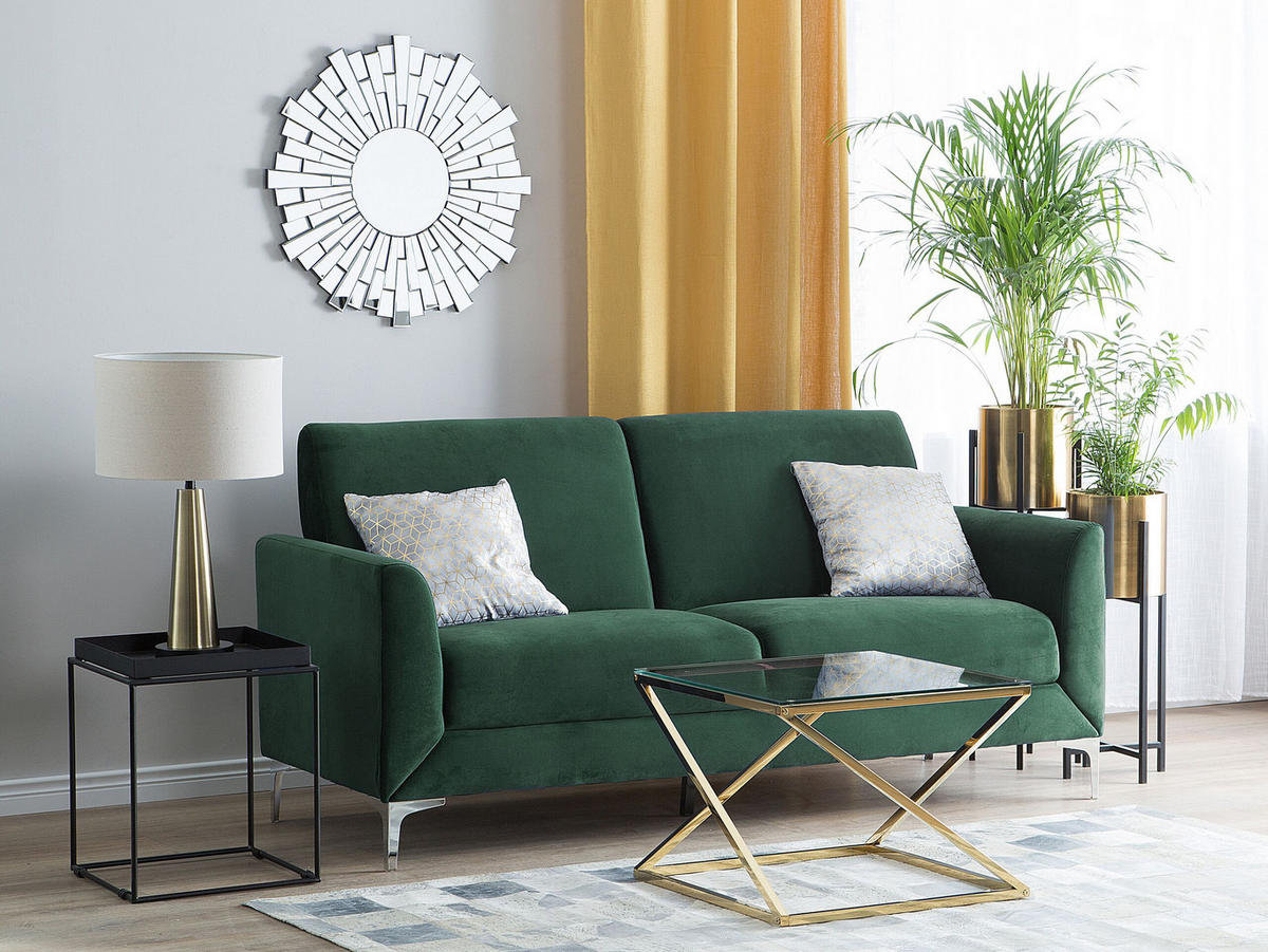 3-SITZER-SOFA Samtstoff Grün Fenes - Grün, Textil (188/90/75cm) - Beliani