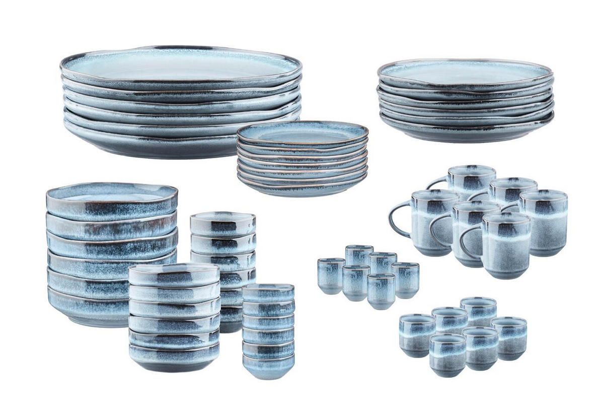KOMPLETTSERVICE Plus Genesis - 60er-Set - Meer - Blau, Keramik (1/1/1cm) - Björn