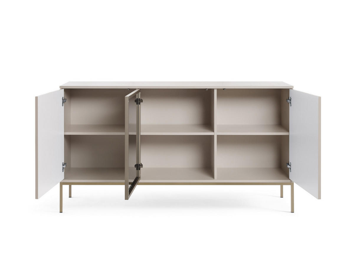 SIDEBOARD SENTIERO 154/83/39 cm mit LED 3 Türen Kaschmir - Kaschmir, Holzwerkstoff (154/83/39cm) - MASSENO