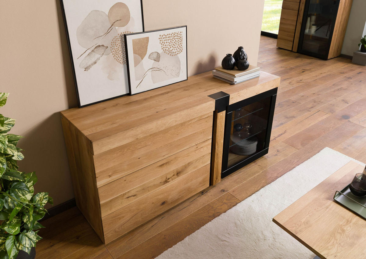 SIDEBOARD Wildeiche 161x45x75 natur geölt ROTTERDAM #116 - Braun, Holz (161/75/45cm) - Massivmoebel24