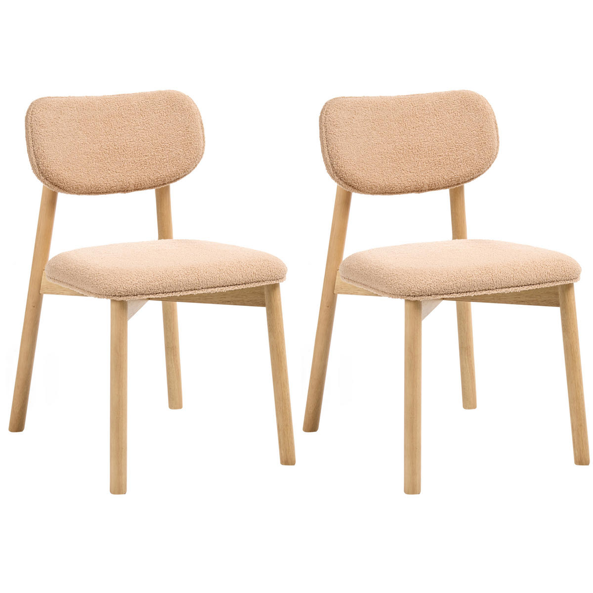 ESSZIMMERSTUHL 2er-Set Bouclé Hellbraun/Beige Mills - Hellbraun, Textil (50/80/58cm) - Beliani