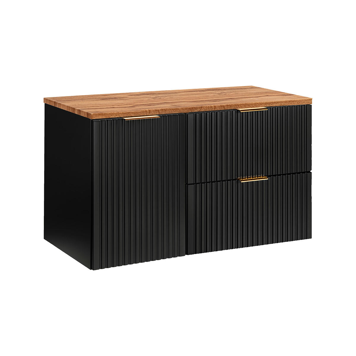 WASCHTISCHUNTERSCHRANK 100.8cm Adriel Schwarz und Holz - Schwarz, Holzwerkstoff (100.8/59/46cm) - Petits-meubles