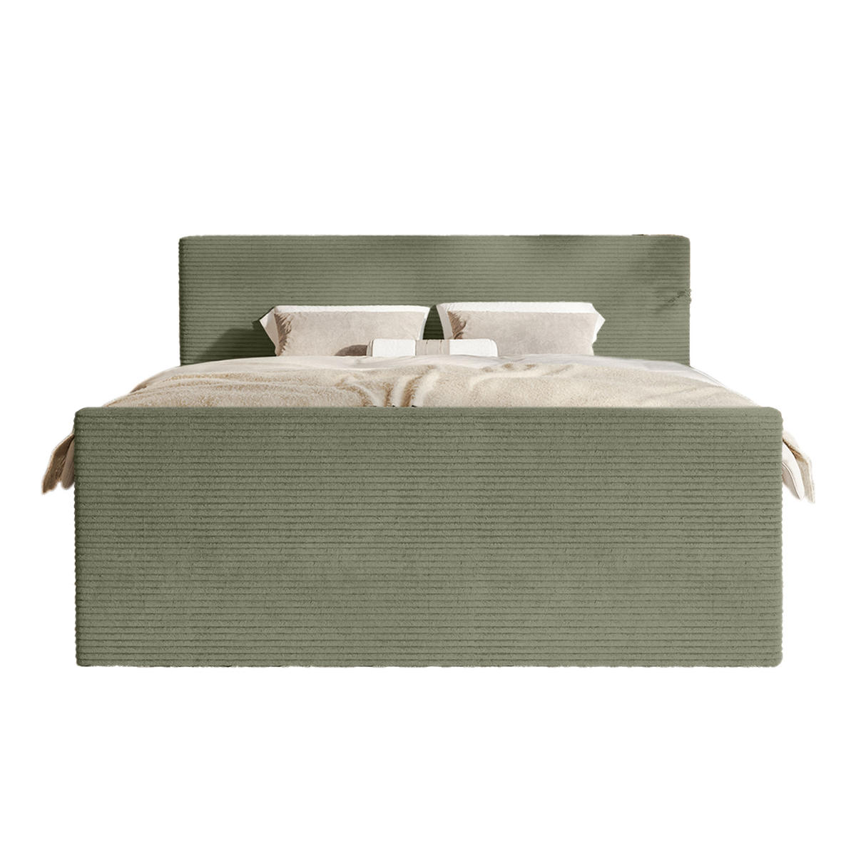 BOXSPRINGBETT Velipoja Cord 140x200 cm, Olive - Olivgrün, Textil (140/200cm) - Fedve