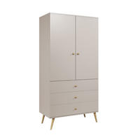SCHRANK Kaschmir Boho Stil Mit Schubladen Und Kleiderstange - Kaschmir/Beige, Holzwerkstoff (100/202/52cm) - Sepro Meble