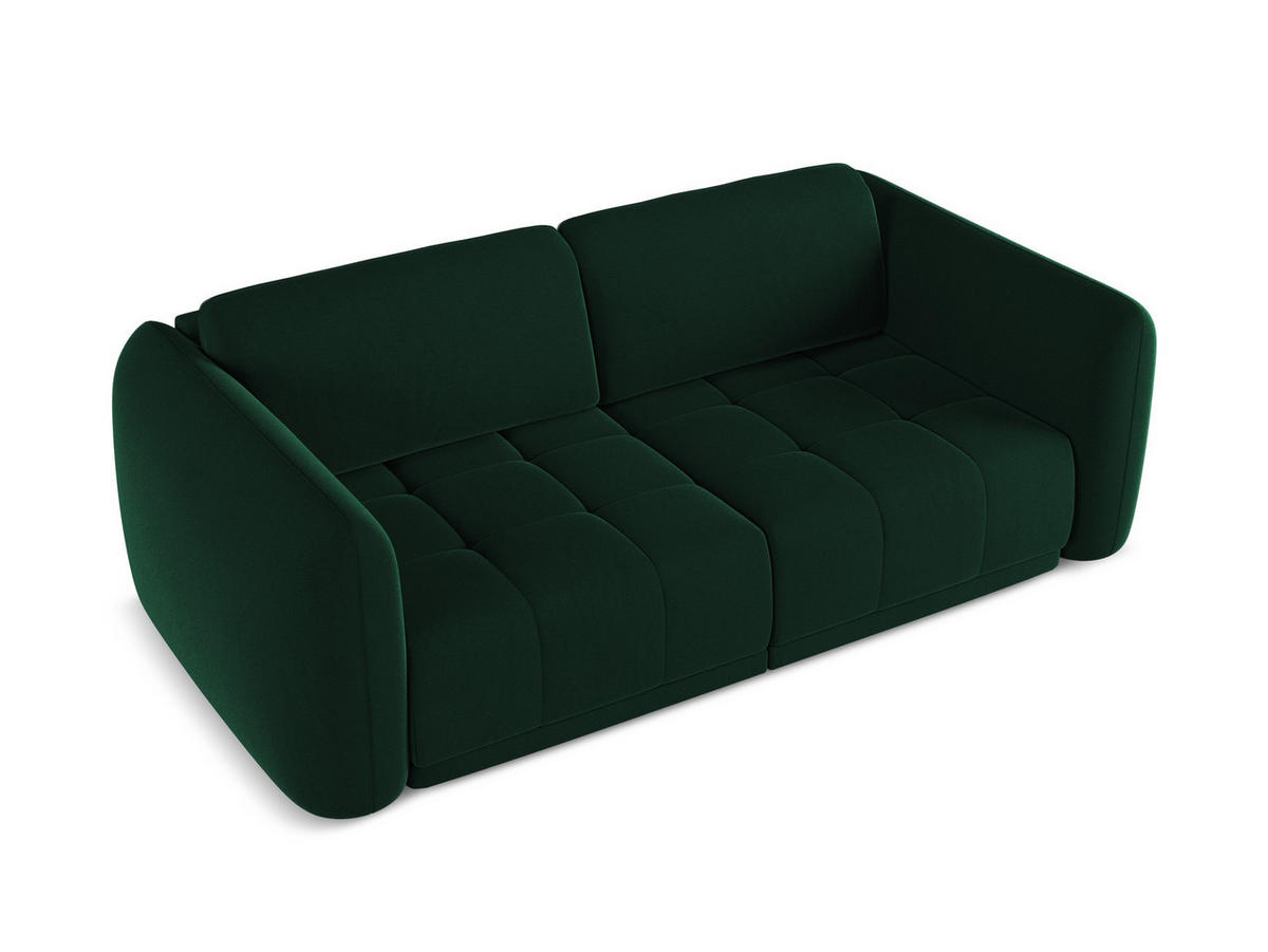 3-SITZER SOFA Samt Stoff Grün - Dunkelgrün/Schwarz, Kunststoff/Textil (210/74/105cm) - Makamii