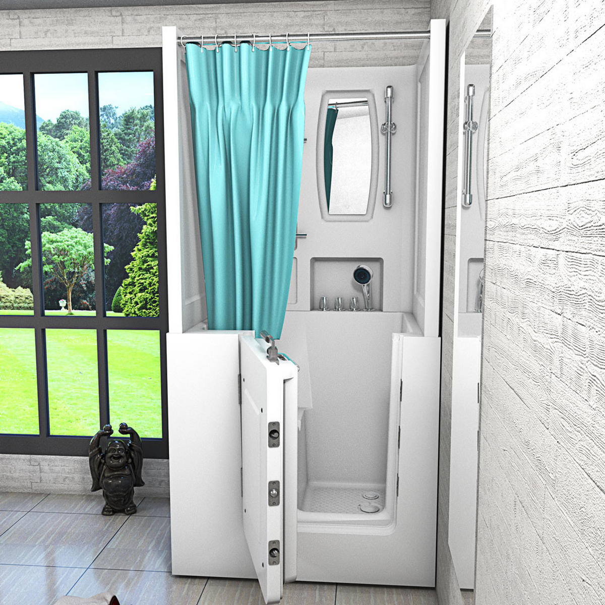 DUSCHE mit Sitzwanne und Tür S02D-TH-C-L - Weiß, Glas/Kunststoff (100/78/205cm) - AcquaVapore by Sandra Jentho