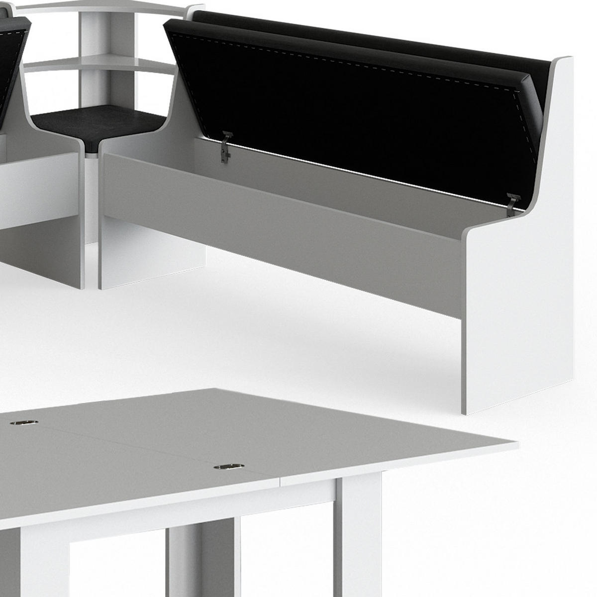 ECKBANKGRUPPE Roman Weiß 180 x 41.5 cm mit Tisch - Anthrazit/Weiß, Holzwerkstoff (180/80/180cm) - Vicco