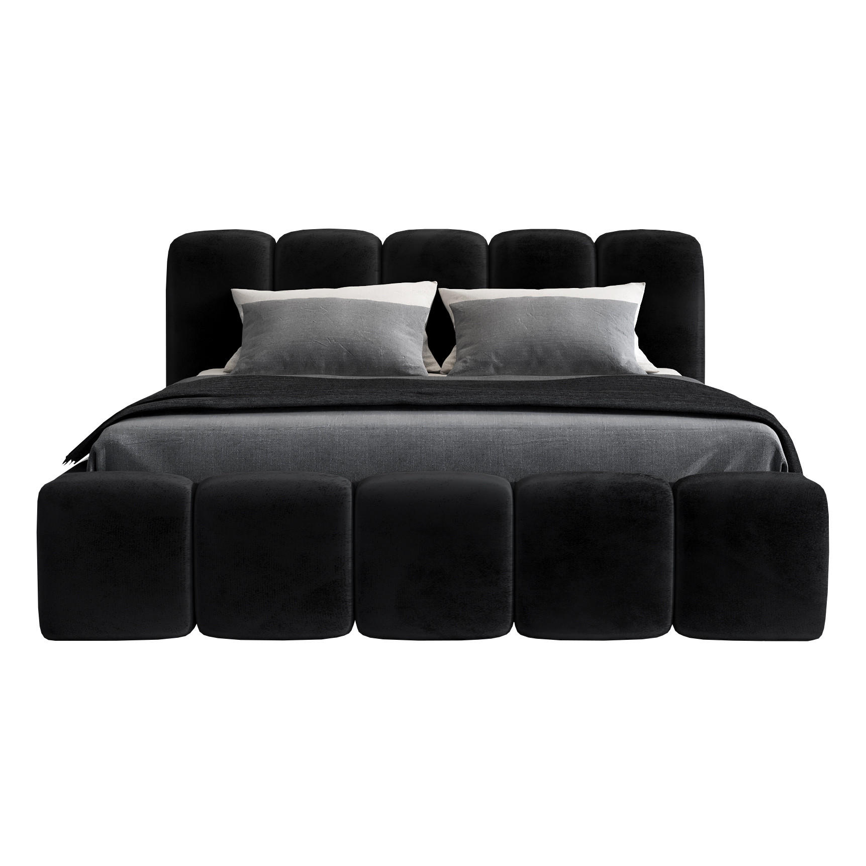 POLSTERBETT SONIC mit Matratze H2 180x200 Schwarz - Schwarz, Textil (180/200cm) - A&J MöbelLand