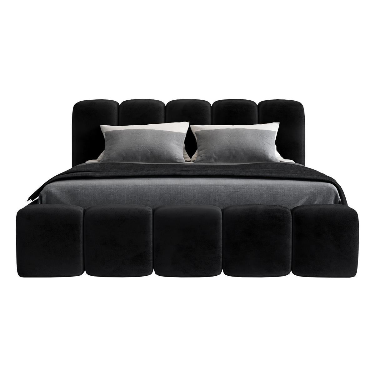 POLSTERBETT SONIC mit Matratze H2 180x200 Schwarz - Schwarz, Textil (180/200cm) - A&J MöbelLand