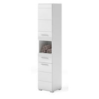 HOCHSCHRANK, weiß Hochglanz 30x182 cm, mit Vollauszug und vielen Fächern - Weiß Hochglanz/Silberfarben, Holzwerkstoff/Kunststoff (30/182/31cm) - Inn.Furn