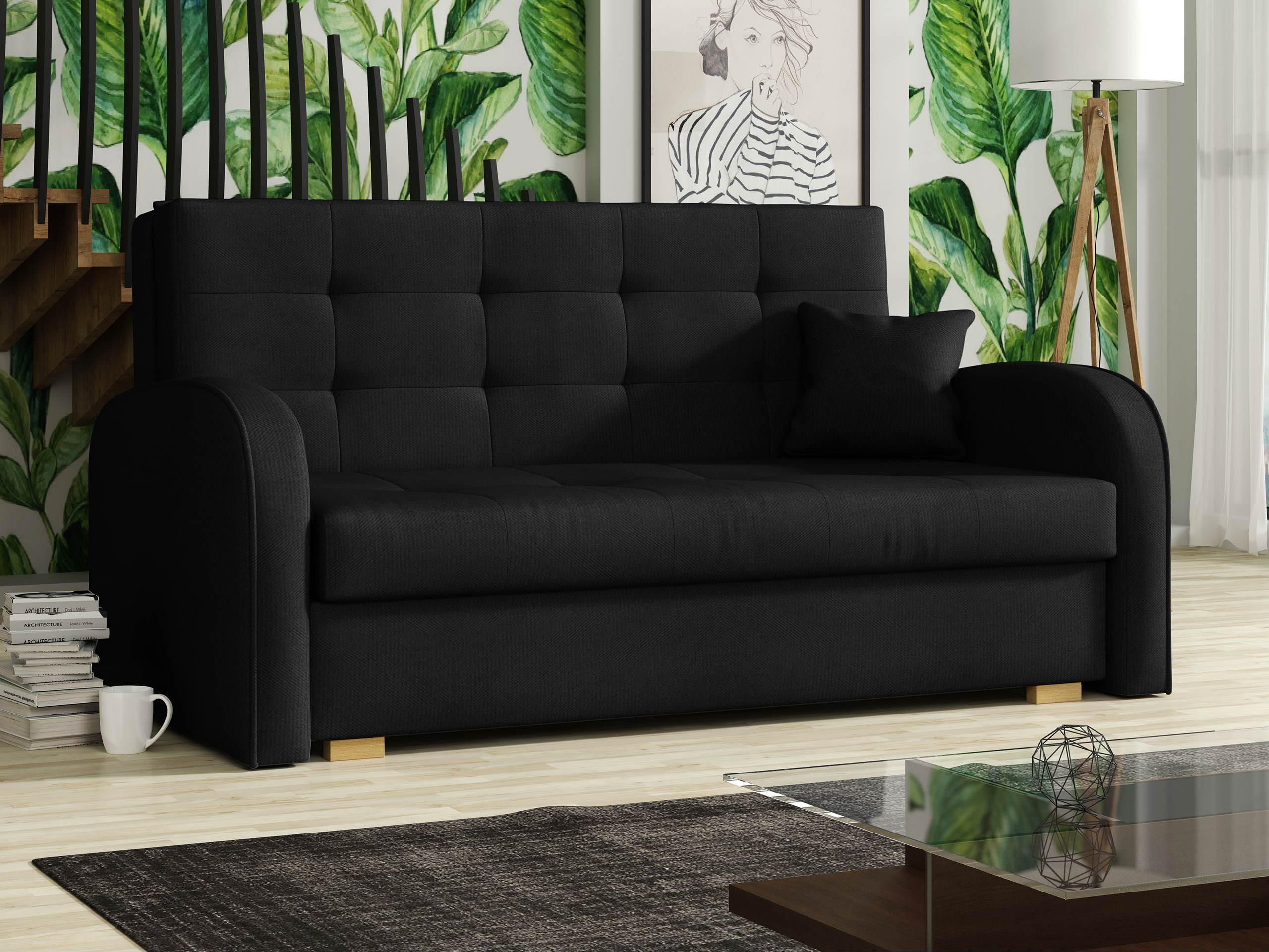 SCHLAFSOFA Viva Gold III - Schwarz/Braun, Holz/Textil (153/85/98cm) - MIRJAN24