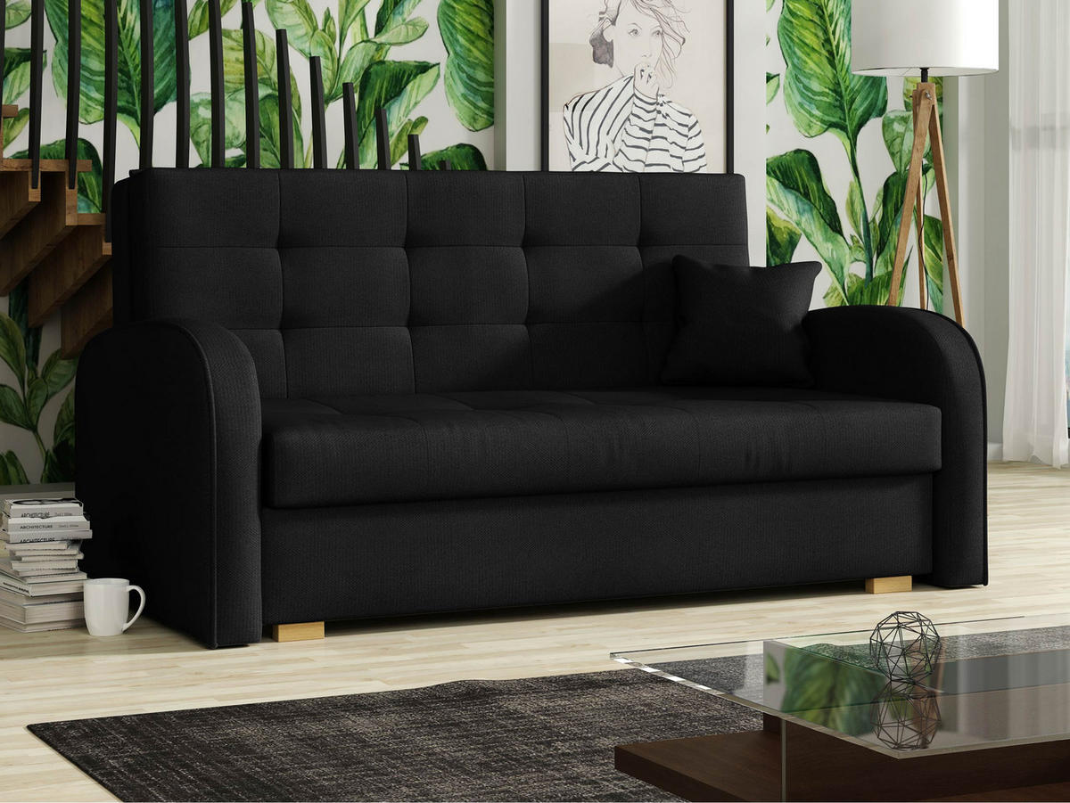 SCHLAFSOFA Viva Gold III - Schwarz/Braun, Holz/Textil (153/85/98cm) - MIRJAN24