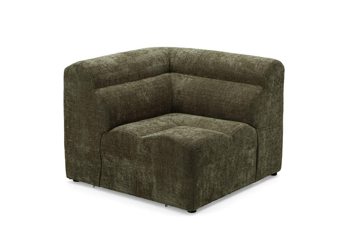 6-SITZER modulares Wohnlandschaft U XXL VEER SET 5 Rechts, 368 x 175 cm, Chenille Webstoff Grün - Schwarz/Grün, Holz/Kunststoff (175/75/368cm) - Muffo
