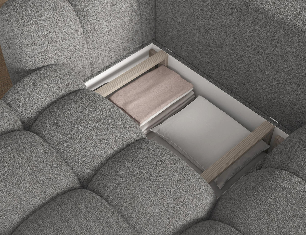 ECKSOFA COVELION L-Form – Schlaffunktion, Bettkasten, Wellenfederung, HR-Kaltschaum, inkl. Kissen, moderner Wohnkomfort - Anthrazit, Kunststoff (167/260cm) - Wohnideebilder
