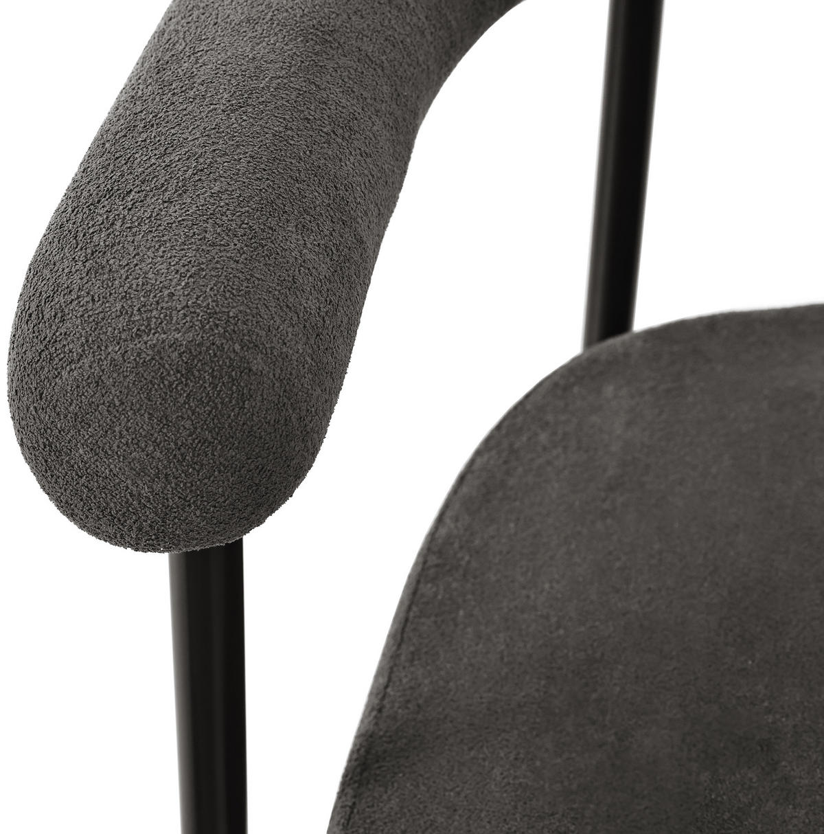 ESSZIMMERSTUHL mit ergonomischer Rückenlehne 70 x 62 x 84 cm Dunkelgrau 2er-Set - Dunkelgrau, Metall (62/84/70cm) - Meubliv