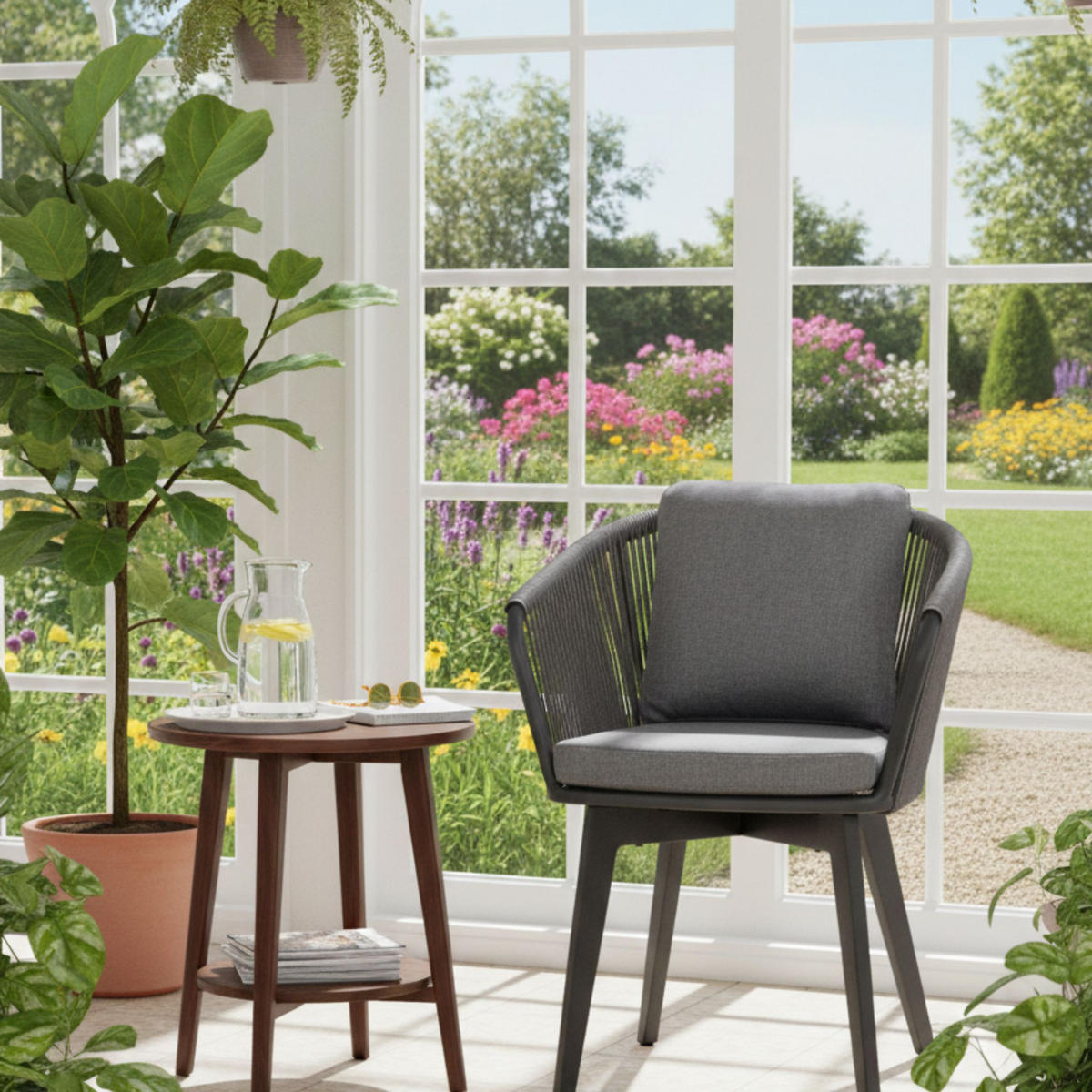 GARTENSTUHL Cadiz - Grau, Metall (63/78/58cm) - Mr. Deko