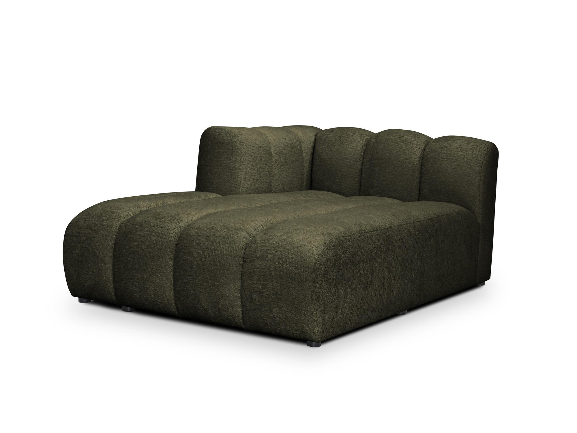 SOFAELEMENT Links Chenille Stoff Grün - Schwarz/Olivgrün, Holzwerkstoff/Kunststoff (179/70/113cm) - Makamii