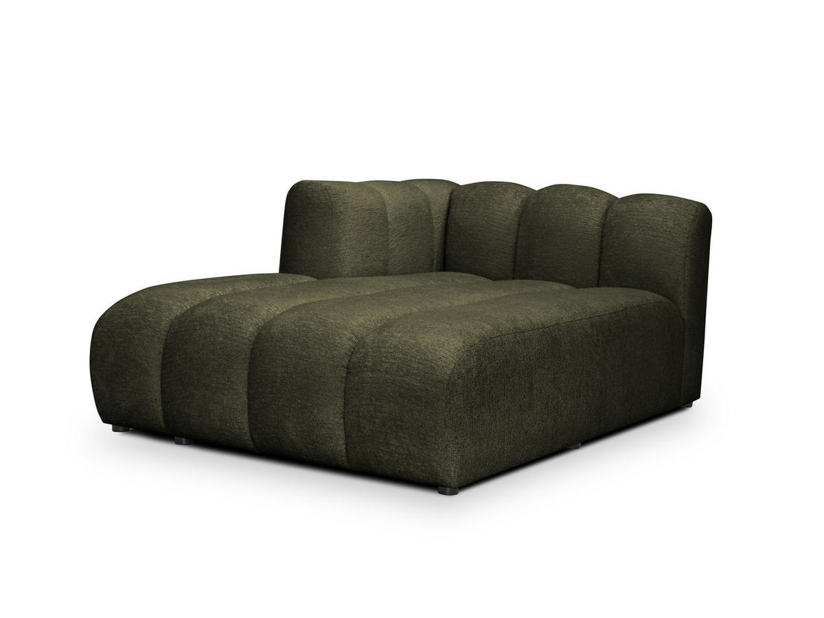SOFAELEMENT Links Chenille Stoff Grün - Schwarz/Olivgrün, Holzwerkstoff/Kunststoff (179/70/113cm) - Makamii