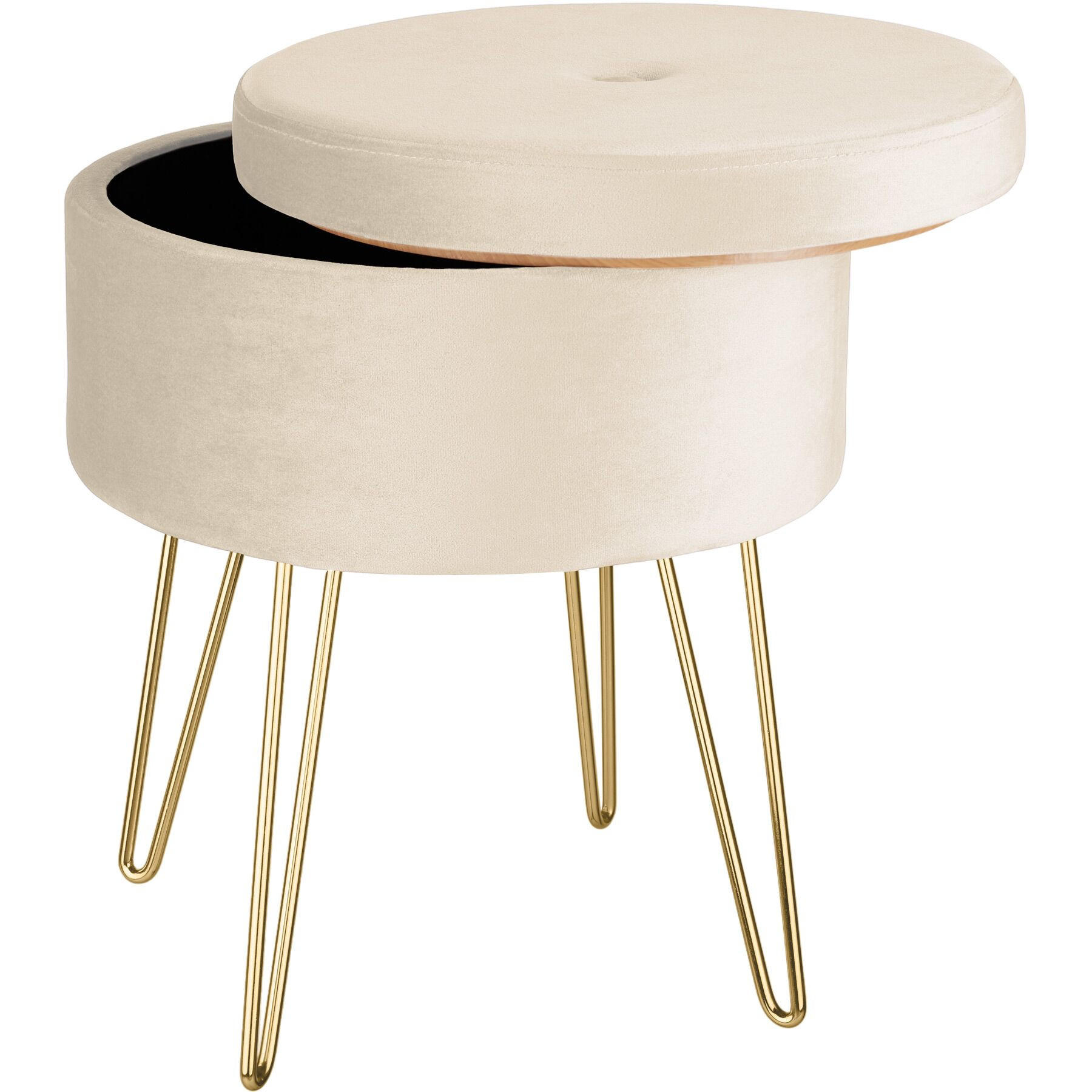 SITZHOCKER mit Stauraum Ava,37,5 x 44,5 cm,creme - Creme, Holz (37.5/44.5/37.5cm) - tectake