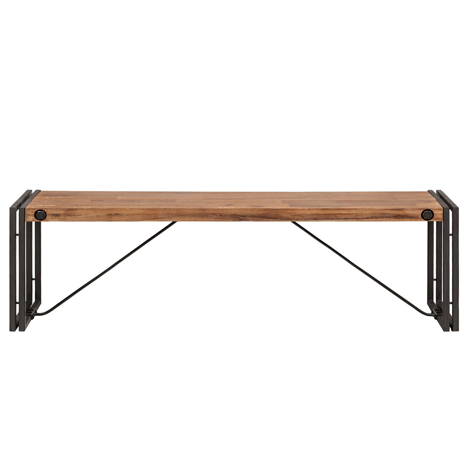 SITZBANK - Akazie massiv / Metall - Akaziefarben, Holz (165/45/36cm) - home24