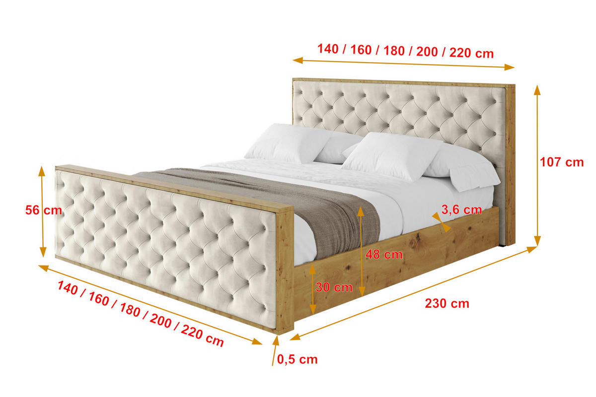 POLSTERBETT mit Bettkasten, Fußteil und Lattenrost, Boxbett ohne Matratze - ENZO3-Z 180x200 Beige - Beige, Holzwerkstoff/Textil (180/200cm) - ALTDECOR
